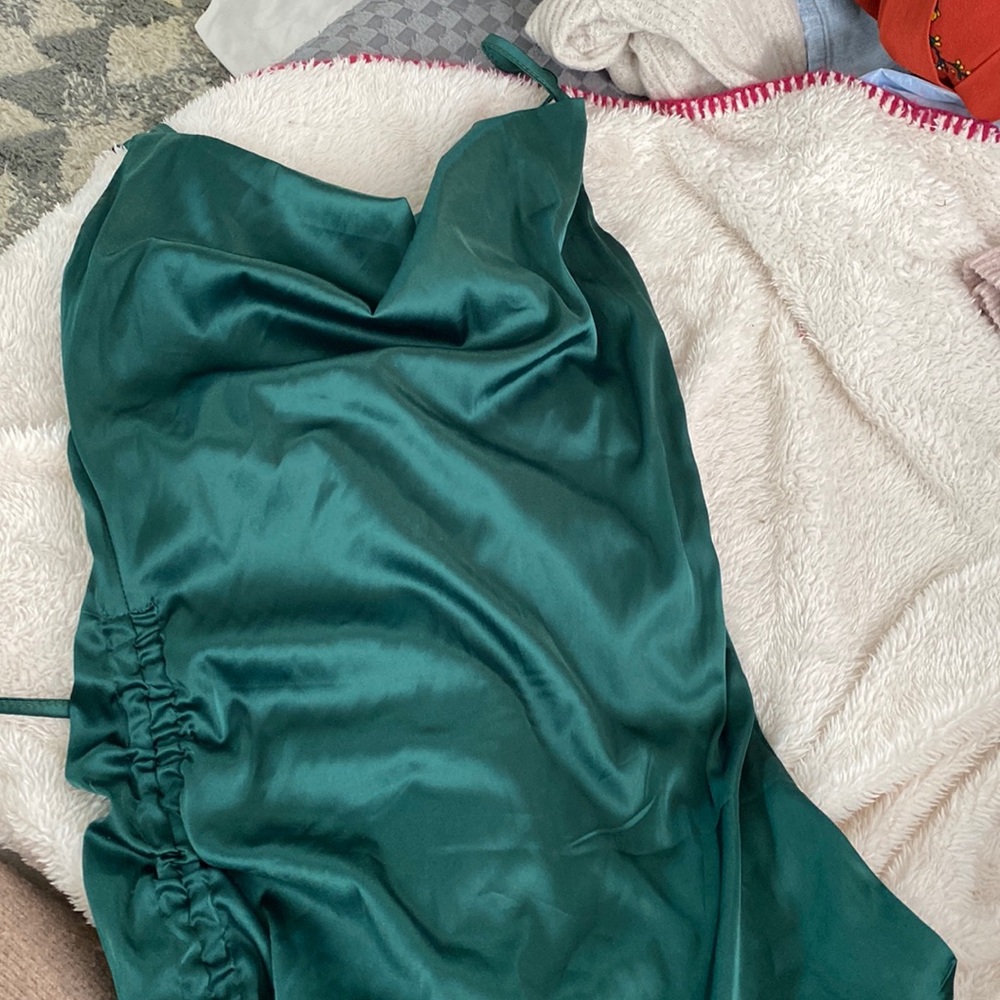Amazon green silky dress
